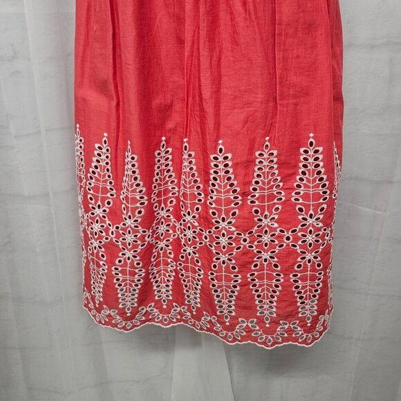Max Studio Coral Pink Embroidered Sleeveless Dress Boho Festival M - Picture 4 of 11